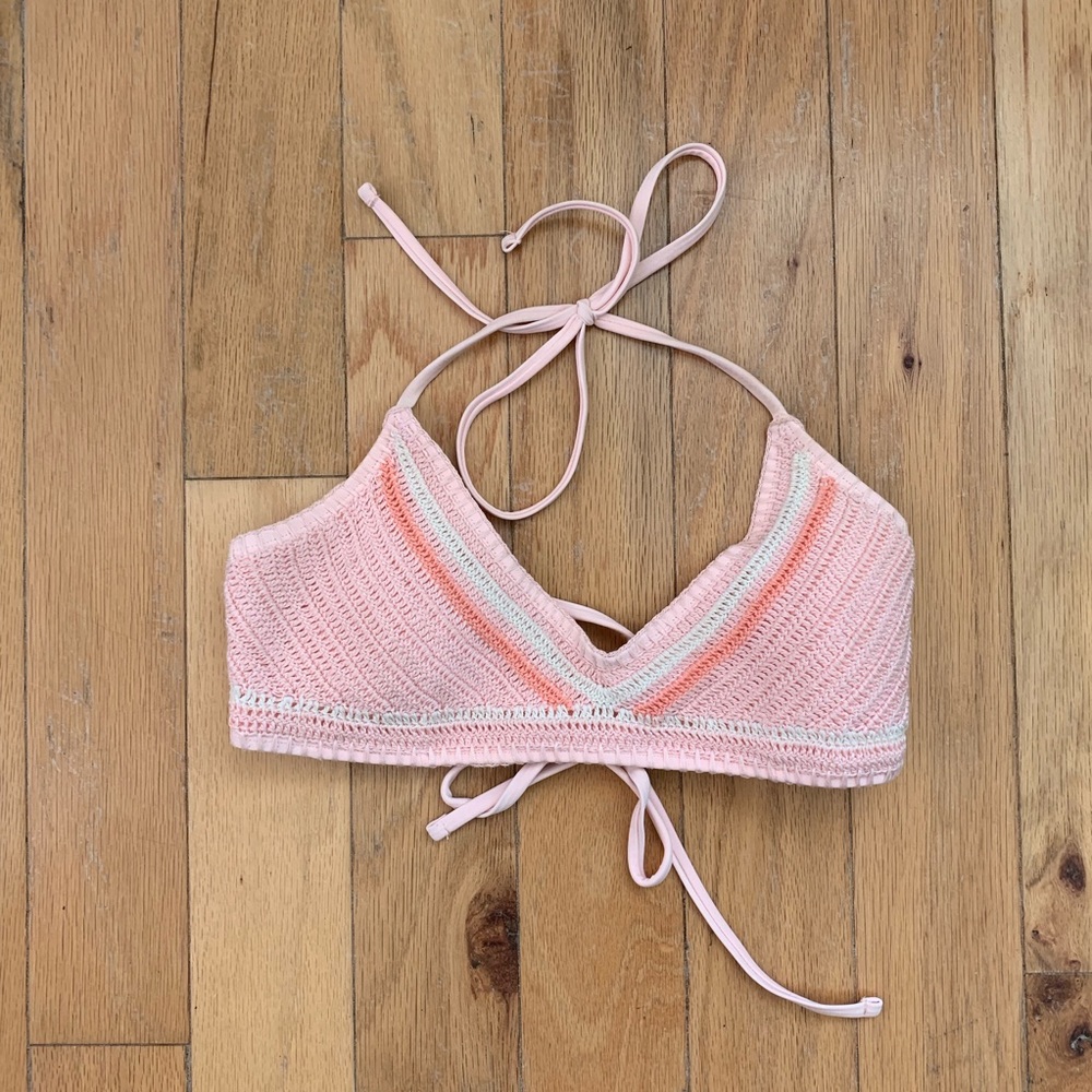 pink crochet bathing suit top